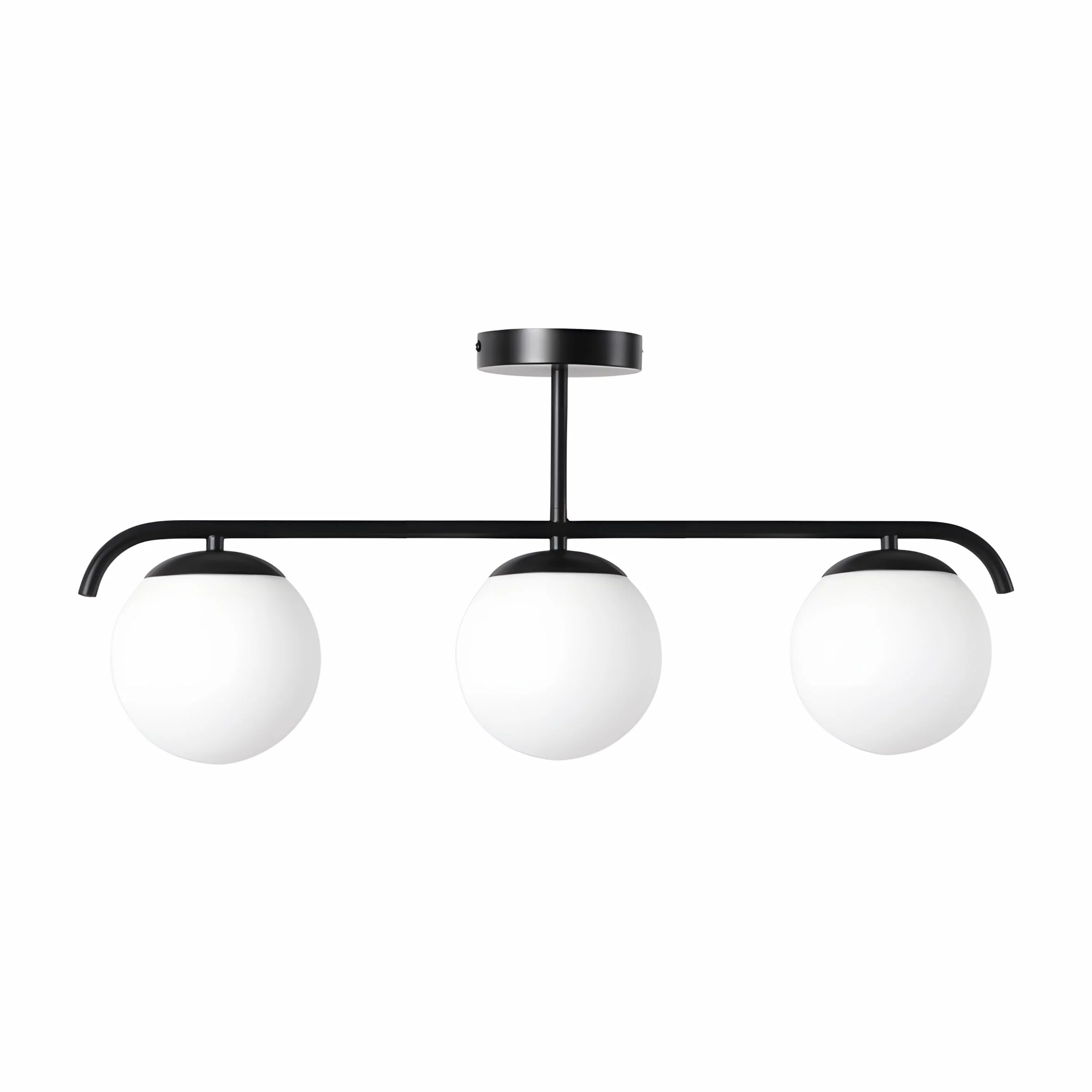 B·LED BARCELONA LED Potrójna lampa sufitowa, Talí” 3 opalowymi kulami szklanymi, 3xE27, minimalistyczny, nowoczesny styl, rozproszone oświetlenie do salonu, jadalni lub sypialni, metal kolorze łotym