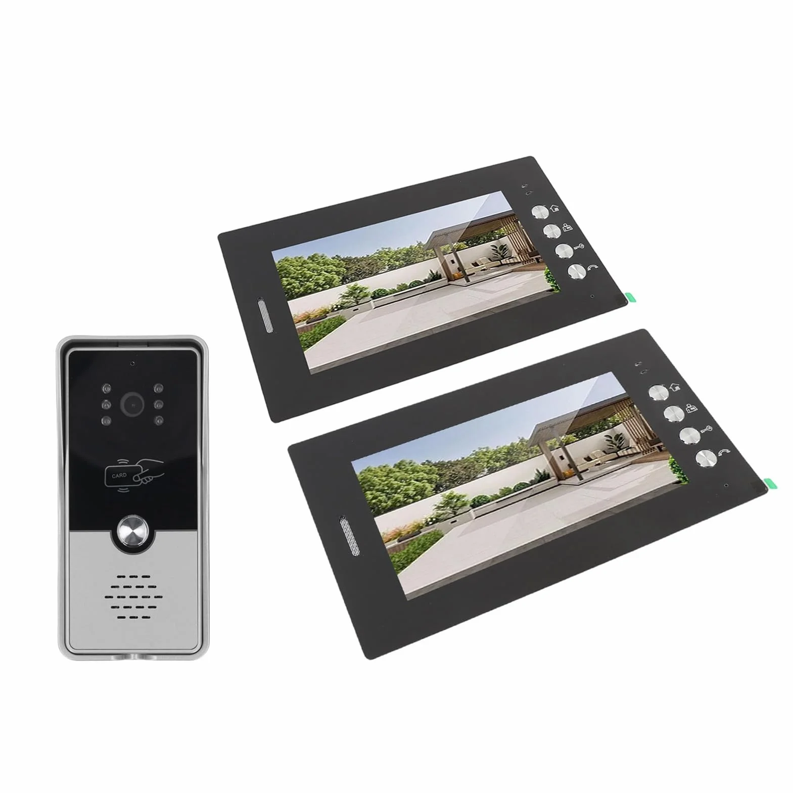 Dpofirs HD Przewodowy System Domofonów Wideo, Szerokie Kąt Kątowy 120 ° Połączowy Telefon Wideo, Wbudowany Adapter Zasilający 6 Karty (wtyczka UE)
