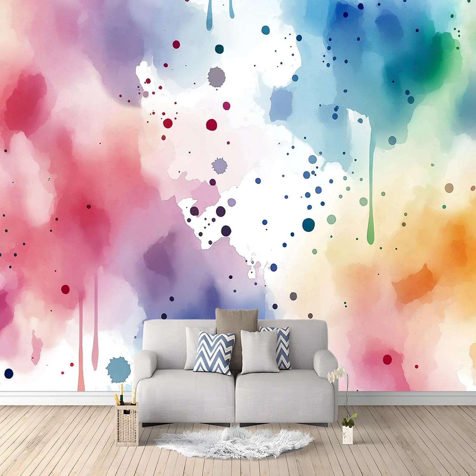 Fototapeta, ręcznie malowana farba, kolor 350 x 256 cm, flizelina, tapeta 3D, nowoczesny salon, sypialnia, artystyczny plakat, mural tapeta
