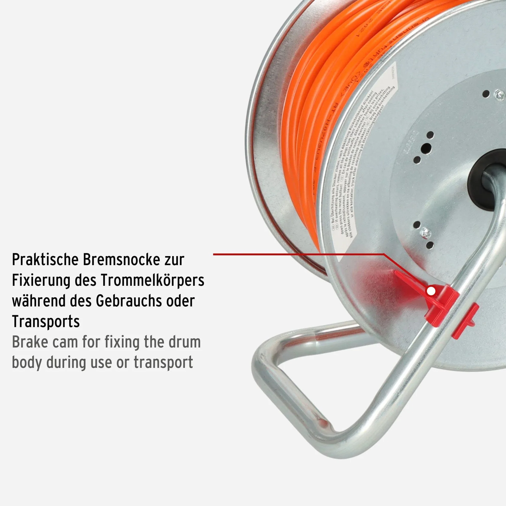 Brennenstuhl Garant S V2 bęben kablowy IP44, 25 m, do użytku na zewnątrz (wyprodukowano w Niemczech, kabel w kolorze sygnałowym, pomarańczowy, blacha stalowa, krótkotrwałe zastosowanie na zewnątrz)