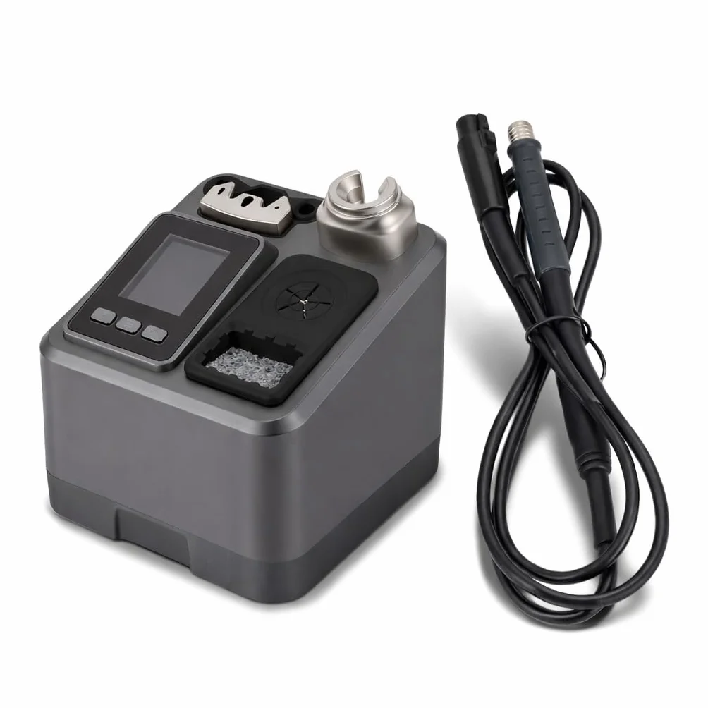 Gugxiom Stacja Lutownicza o Mocy 120 W, Cyfrowa Stacja Lutownicza LCD z funkcją Automatycznego Uśpienia, Antystatyczna Kontrola Temperatury PID, Wbudowany Transformator do Precyzyjnych (wtyczka UE)