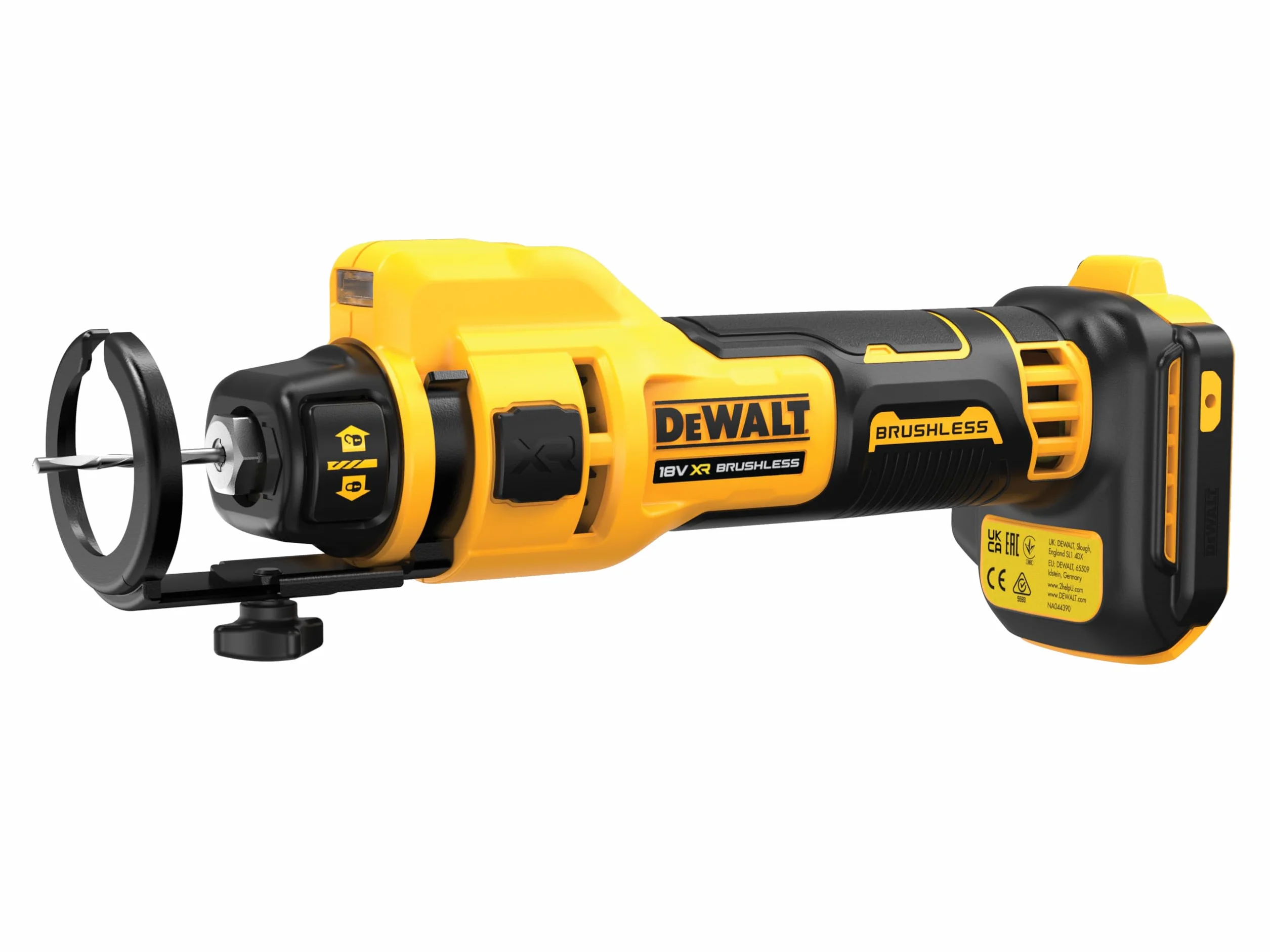DEWALT DCE555N-XJ XR 18V Piła do cięcia, bezszczotkowa do płyt kartonowo-gipsowych, 26 000 obr./min, światło LED, w zestawie szczypce 3,2 mm i 6,4 mm