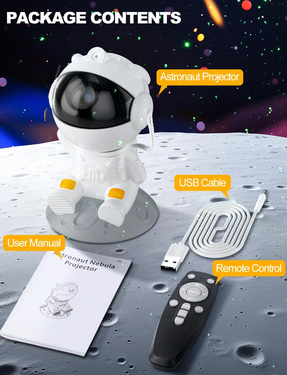 Astronaut Galaxy Star Projektor LED Star Night Light 360° Projektor HD Nebula Z Pilotem Nadaje się do dekoracji estetyki, przyjęć domowych, sypialni