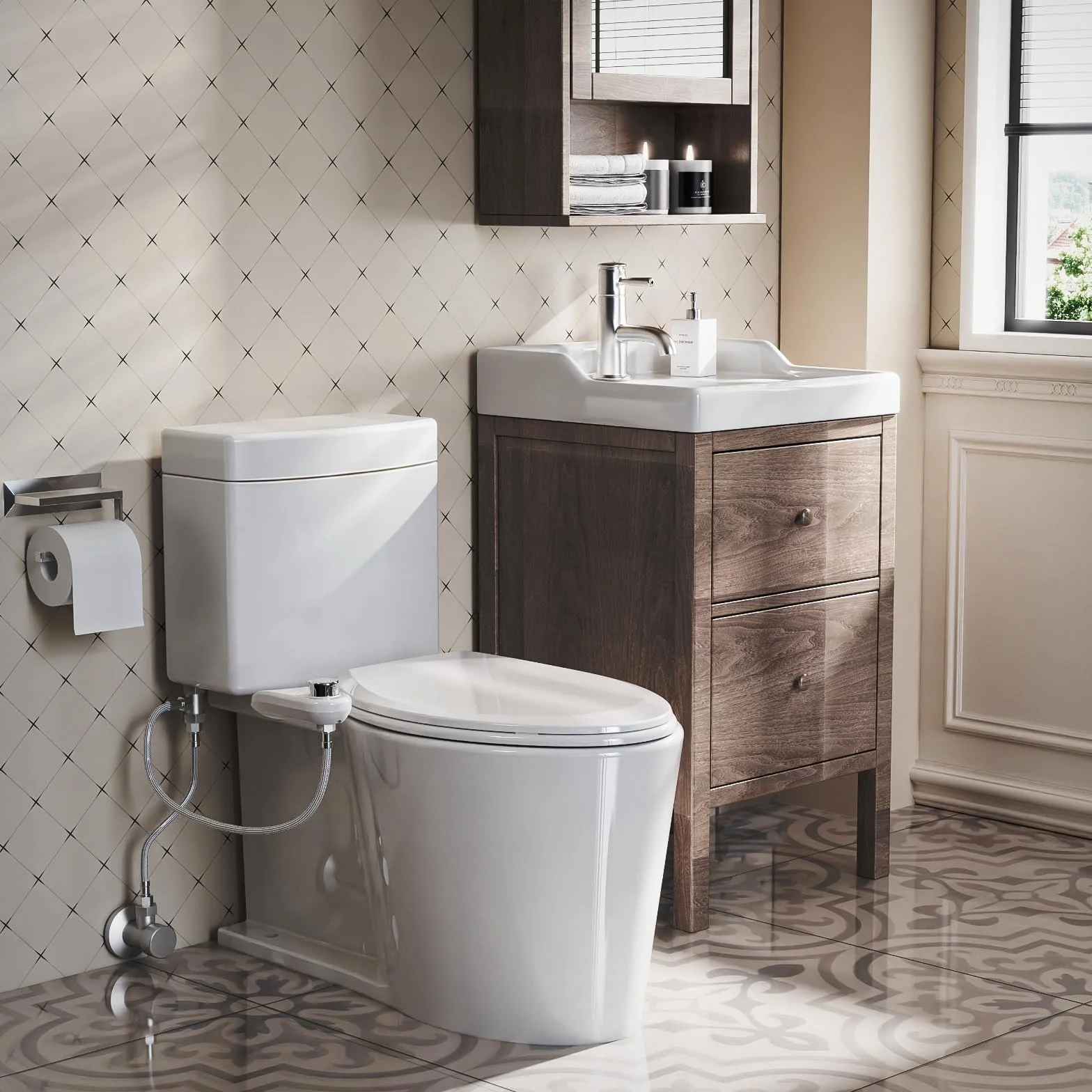 LEIVI Ultracienkie mocowanie bidetu do toalety, bidety do istniejących toalet z podwójną dyszą, higieniczny bidet toaletowy, spryskiwacz świeżej zimnej wody, regulowane ciśnienie wody