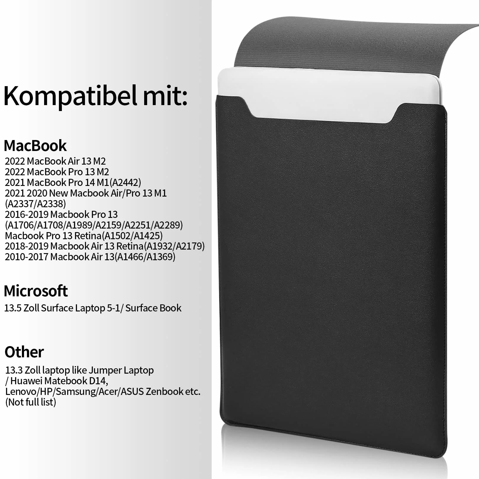 Pokrowiec na laptopa 13,3-14" wyściełany futerał czarny kompatybilny z Pro 14" / Air 13,3"