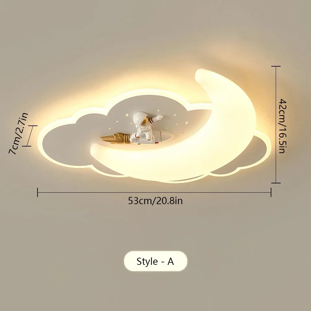 Nowoczesna Lampa Sufitowa LED Cloudy Moon Dziecięca Dekoracyjna Lampa Sufitowa Z Kreskówkowym Astronautą Z Możliwością Ściemniania Do Sypialni Korytarza Pokoju Dziecięcego I Żłobka(A)