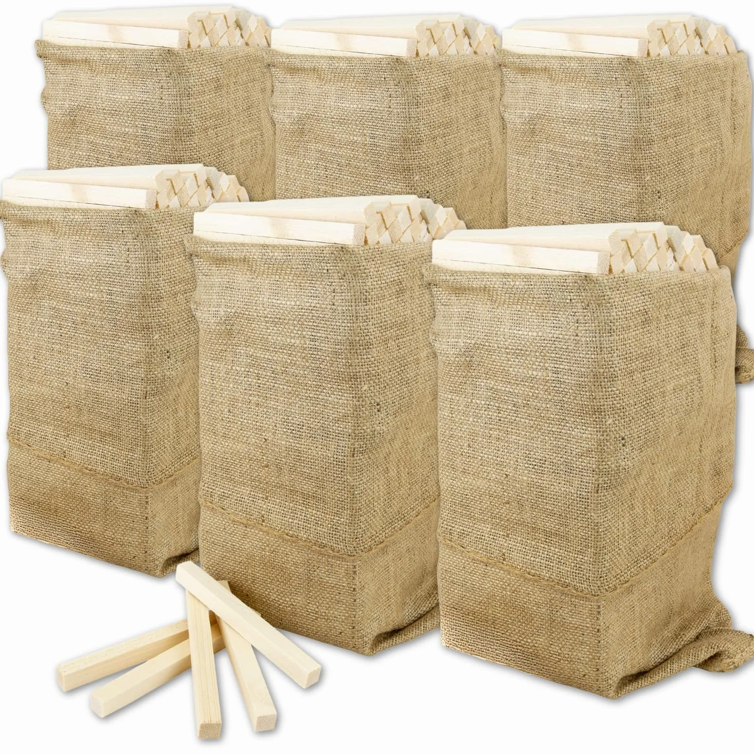 Drewno opałowe do rozpałki w 100% naturalne, suszone drewno opałowe, do pieca i kominka na drewno, BBQ, 16 cm ~ 310 sztuk (6 worków – 30 kg)