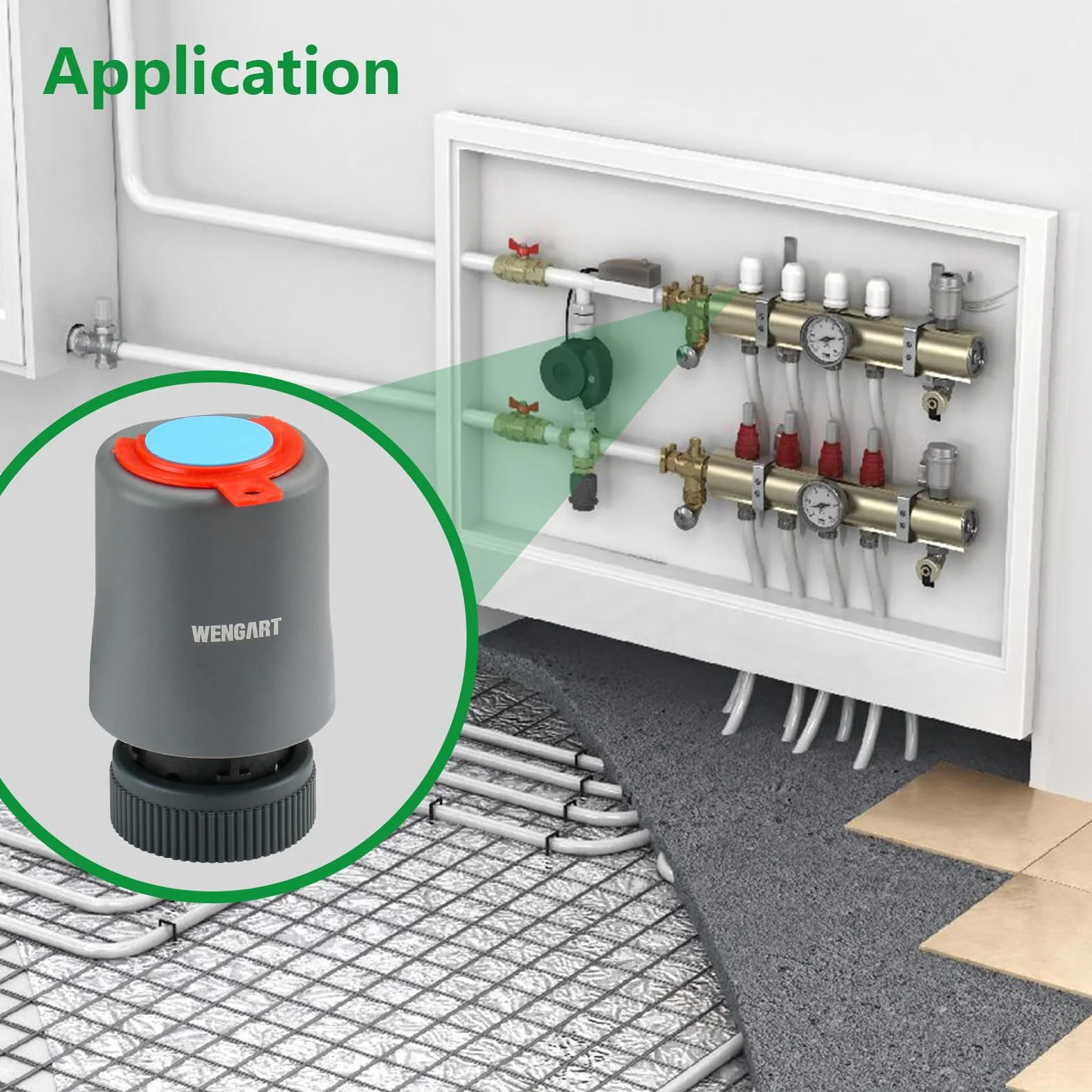 Wengart Siłownik termoelektryczny WGS03, AC230V M30 x 1,5 gwint, normalnie zamknięty, do ogrzewania podłogowego (1 szt.)