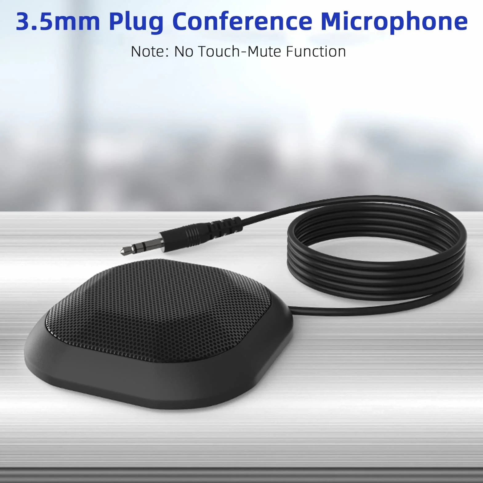 Dioche Mikrofon Mikrofon biurkowy wielokierunkowy 360°, wysoka czułość, przezroczysty mikrofon komputerowy z wtyczką 3,5 mm do laptopa/gier komputerowych i spotkań online, kompaktowa i przenośna