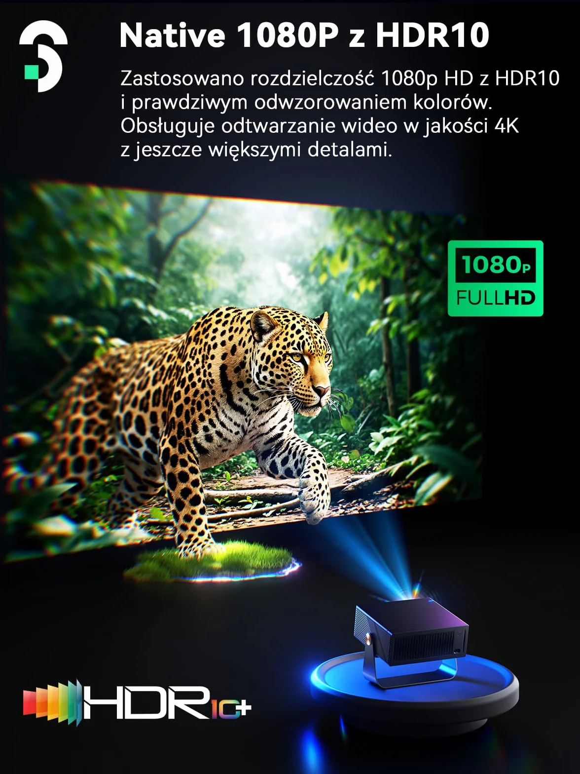 SOOMFON SK3 Projektor WiFi Bluetooth 1080P Natywny przenośny projektor filmowy Automatyczne ustawianie ostrości korekcja zniekształceń