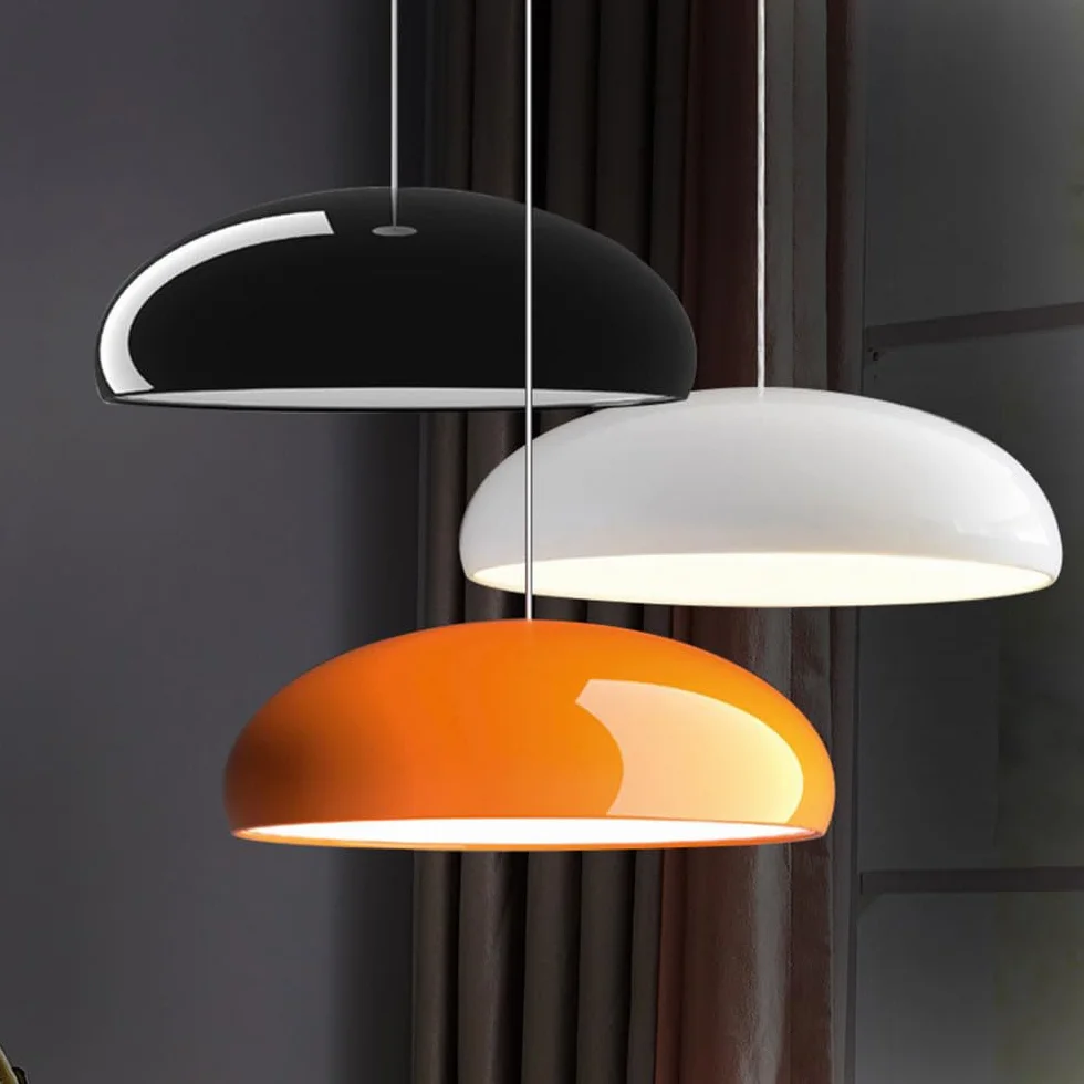 Lampa wisząca w stylu włoskim Przemysłowy klosz lampy z kloszem w kształcie kopuły Pomarańczowa błyszcząca lampa wisząca Wisząca oprawa oświetleniowa Wyjątkowa lampa sufitowa do jadalni, kawiarni,