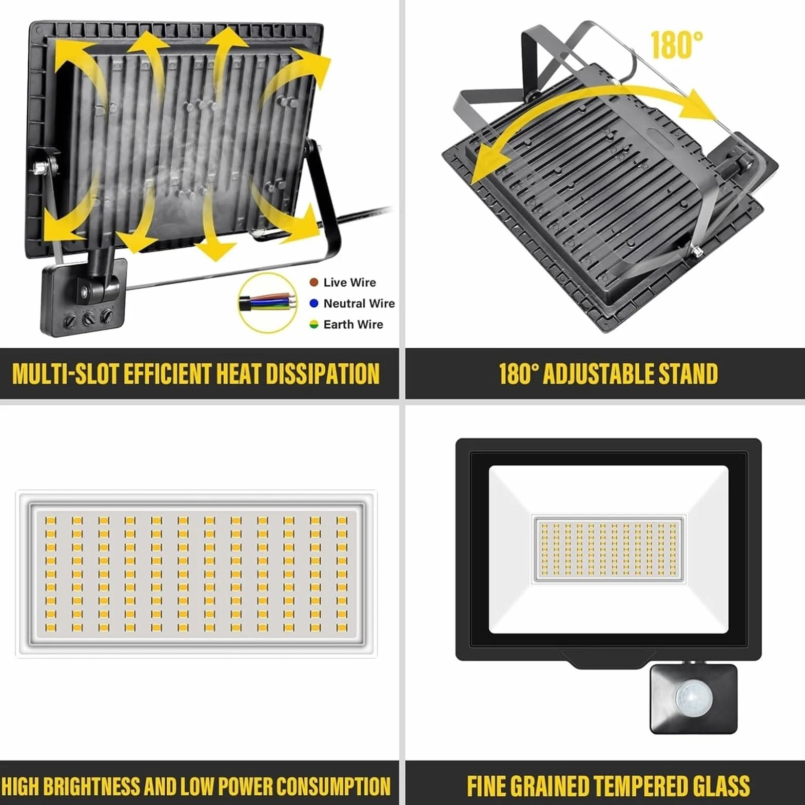 lampy solarne, Indukcyjny reflektor z regulowanym czujnikiem ruchu PIR do użytku na zewnątrz, tarasie i w ogrodzie(Nature,50W)