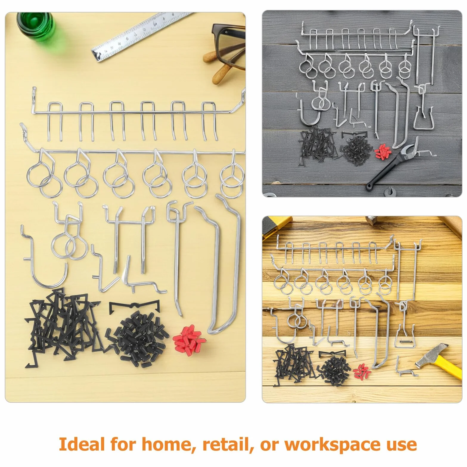 2 Zestawy Metalowe Do Pegboard z Antypoślizgowymi Osłonami Stóp Sztuk Wytrzymałe Uchwyty Do Organizacji Półkach Sklepowych i Warsztatowych Uniwersalne Akcesoria Kuchni i Garażu