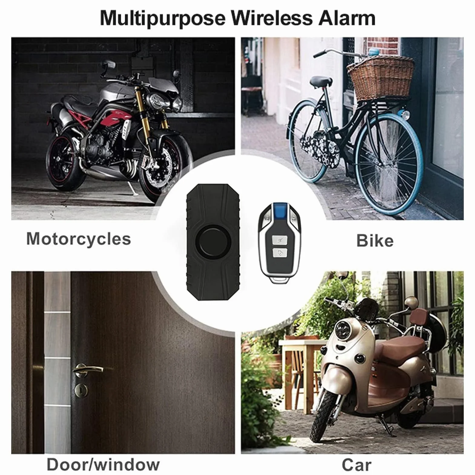 Bezprzewodowy alarm rowerowy motocyklowy IP55 wodoodporny czujnik ruchu 3 głośności czarny