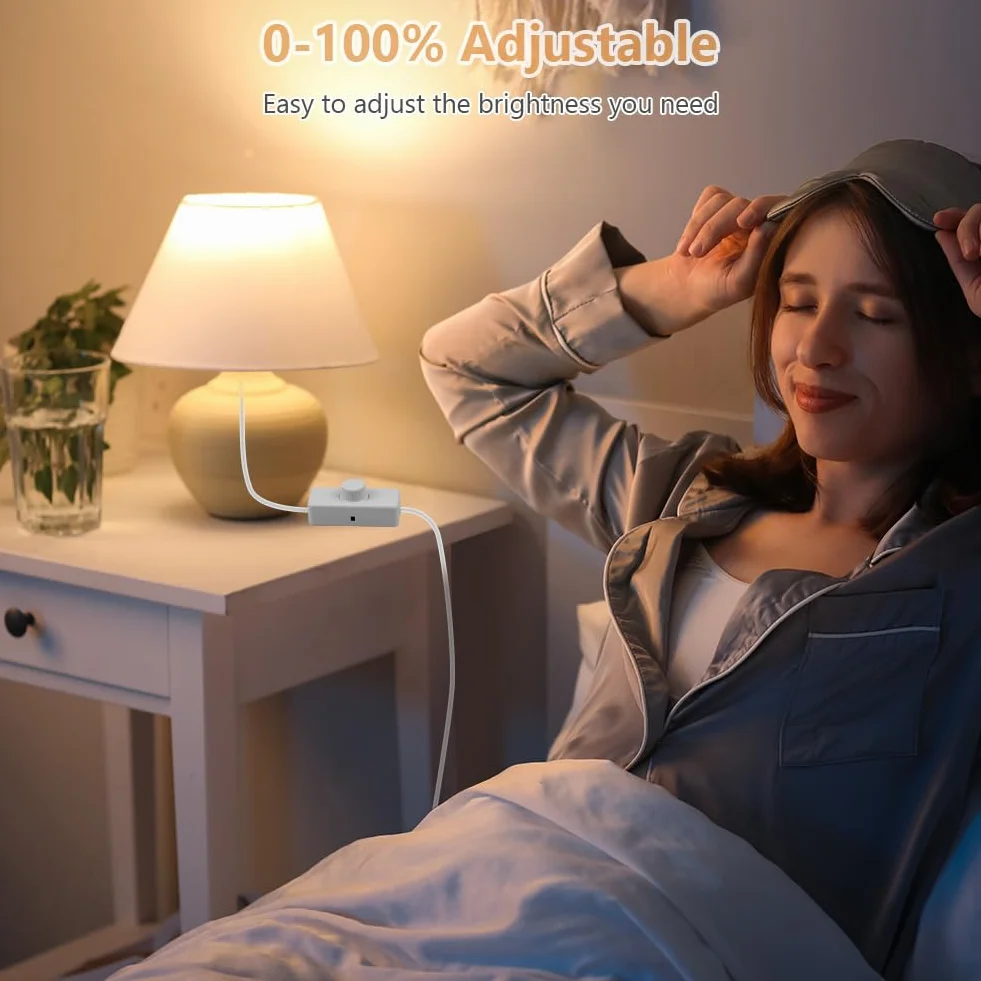 AXFEE Ściemniacz LED, 1 przełącznik, 220 V-240 V, obrotowy włącznik/wyłącznik, ściemniacz liniowy, odpowiedni do domu, 3-100 W, ściemniane diody LED, żarówki halogenowe, sufitowe, żarowe (biały)