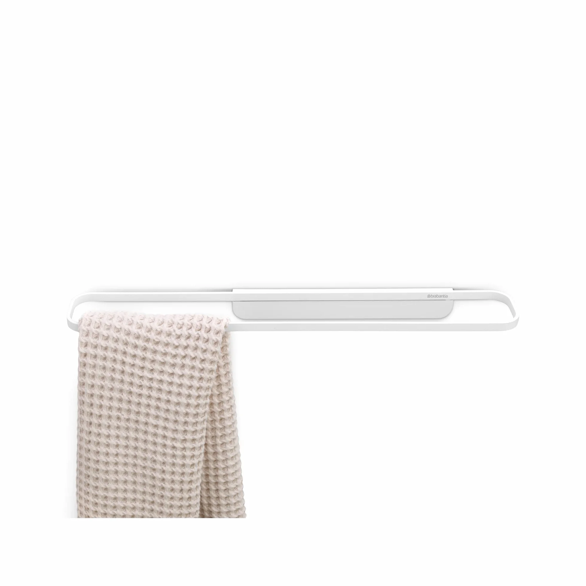 Brabantia - Mindset Szyna na Ręczniki - Pasuje do Przewieszonych Lub Złożonych Dużych Ręczników - Do 2 kg - Akcesoria do Przechowywania - Materiały Mocujące w Zestawie - Fresh White - 56 x 8.5 cm