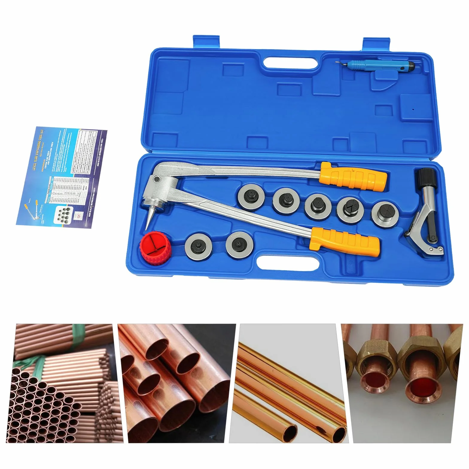 Zestaw do rozsypywania rur, 10-28 mm, z 7 głowicami rozszerzającymi, ręczny zestaw do wytłaczania rur, szczypce do rur miedzianych, aluminiowych i elastycznych stalowych