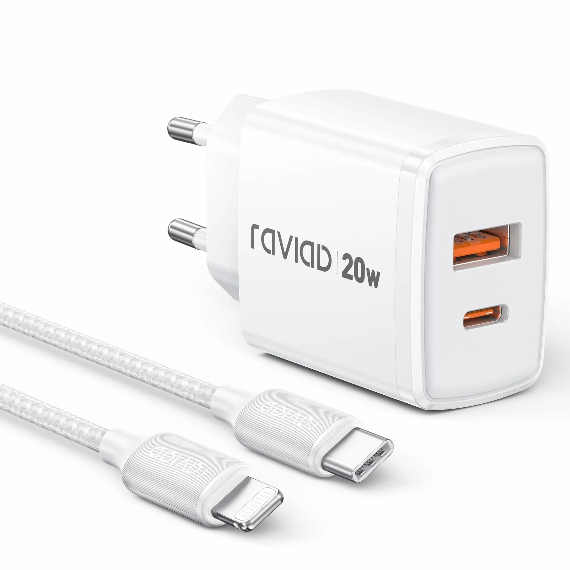 RAVIAD Ładowarka 20W Kabel USB-C na Lightning 2M MFi do iPhone 14 Pro Max 13 Plus 12 11 SE X iPad