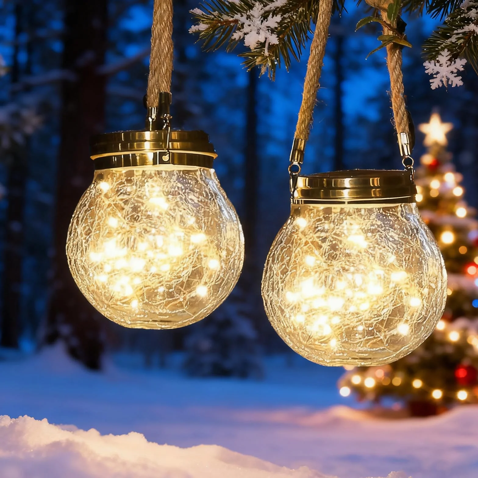 Lampy solarne ogrodowe - XRR 2 sztuki 30LED solarna latarnia wisząca szklana latarnia lampa solarna stołowa do zewnątrz IP65 wodoszczelna lampa solarna stołowa do patio, imprezy, dekoracje