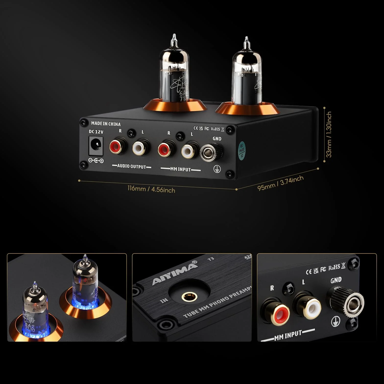 AIYIMA T3 Rurki HiFi MM Phono przedwzmacniacz do gramofonu stereo