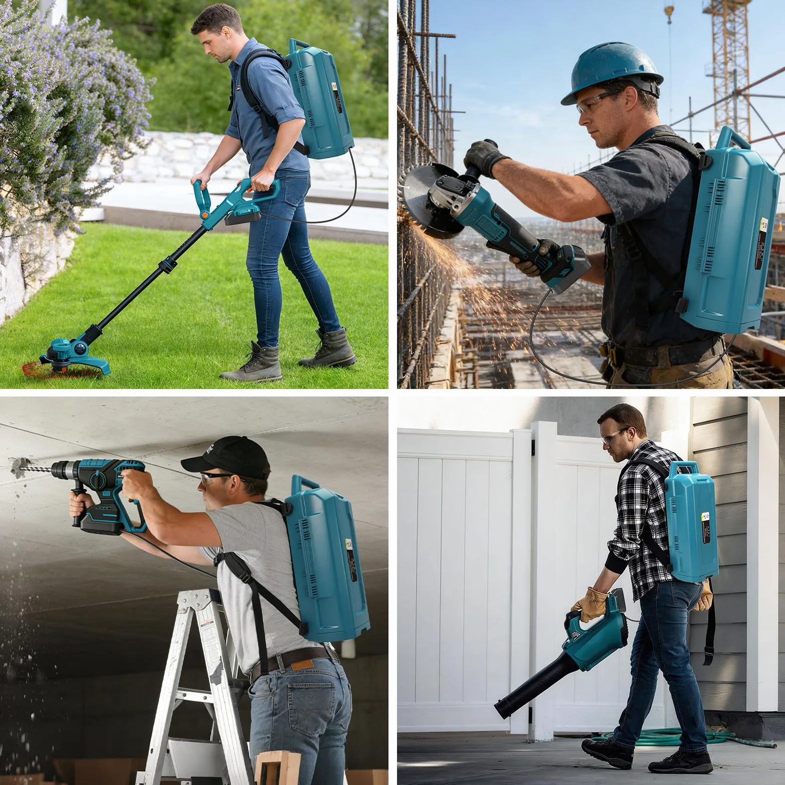 Przenośne źródło zasilania do Makita 18 V-21 V, 4-krotna stacja akumulatorowa, z kablem przedłużającym 1,2 m z wtyczką, energia zewnętrzna do elektronarzędzi Makita (bez akumulatora)