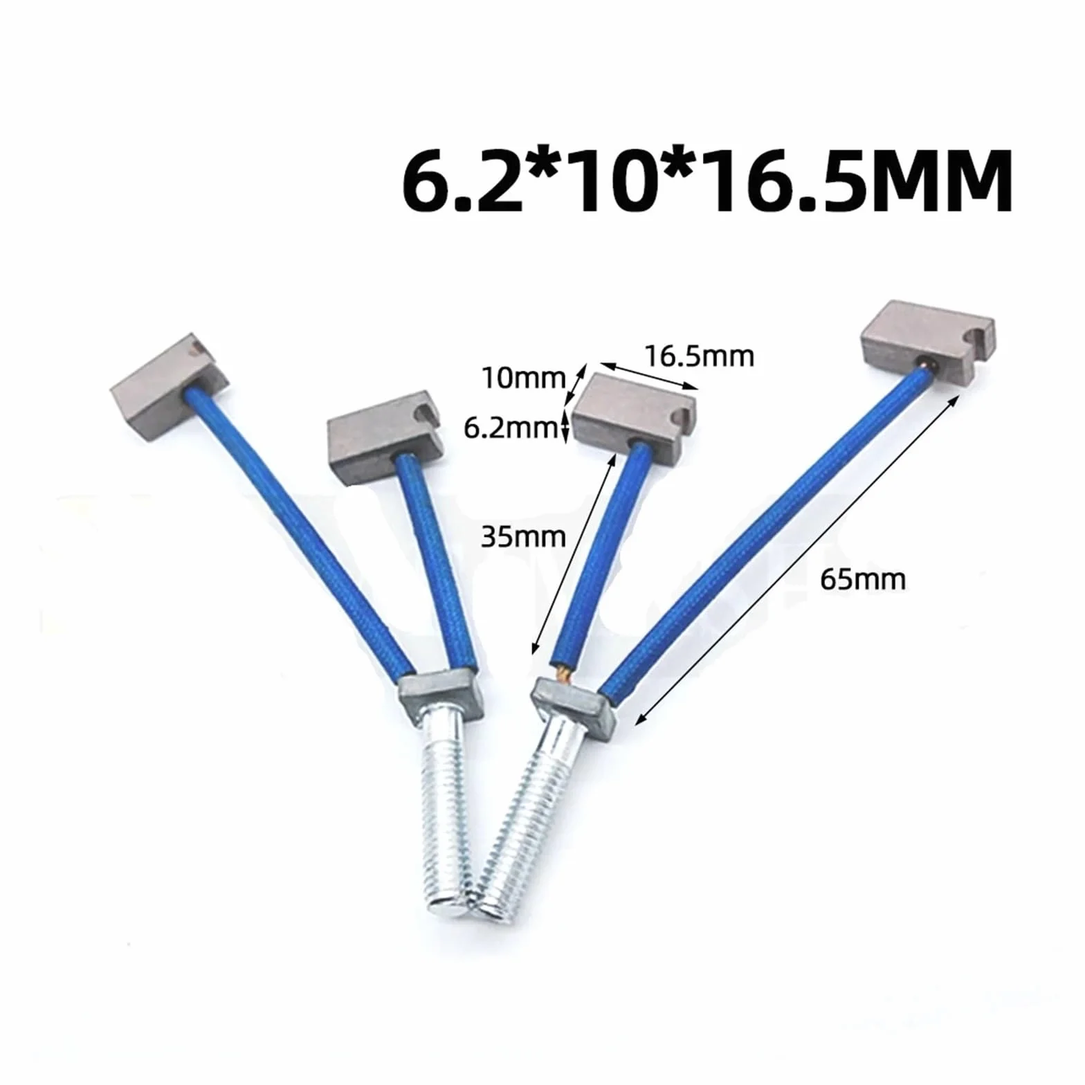 4 szczotki węglowe do silników prądu stałego do wózków widłowych i podnośników, 6,2 x 10 x 16,5 mm, podwójne szczotki