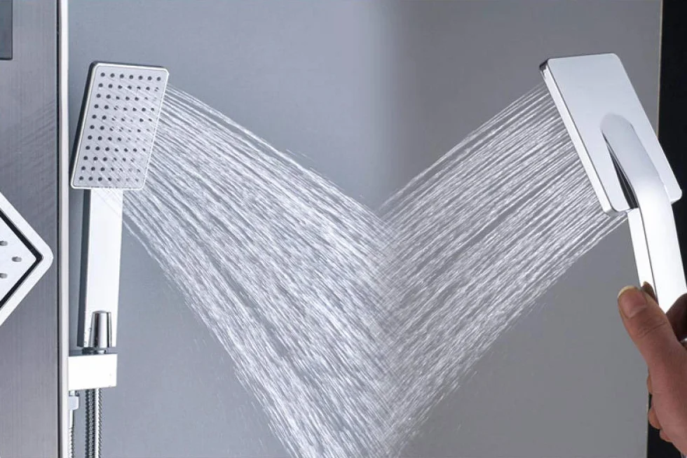 Panel prysznicowy z deszczownicą LED, system kolumnowy, 3 uchwyty, 6-funkcyjna bateria prysznicowa z rozpylaczem bidetowym