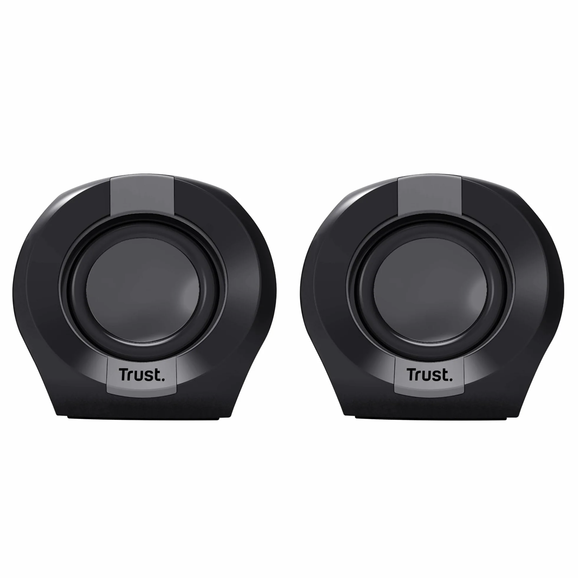 Trust Polo mały głośnik PC 2.0, 8 W (4 W RMS), kompaktowy zestaw głośników, zasilanie USB, zintegrowane sterowanie, AUX 3,5 mm, PC Box, komputer laptop – czarny