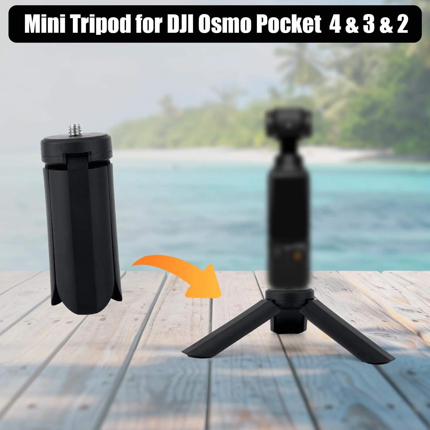 BOXOB Miniaturowy Statyw do DJI Osmo Pocket 3 i 2, Przenośny Kijek do Selfie, Czarny