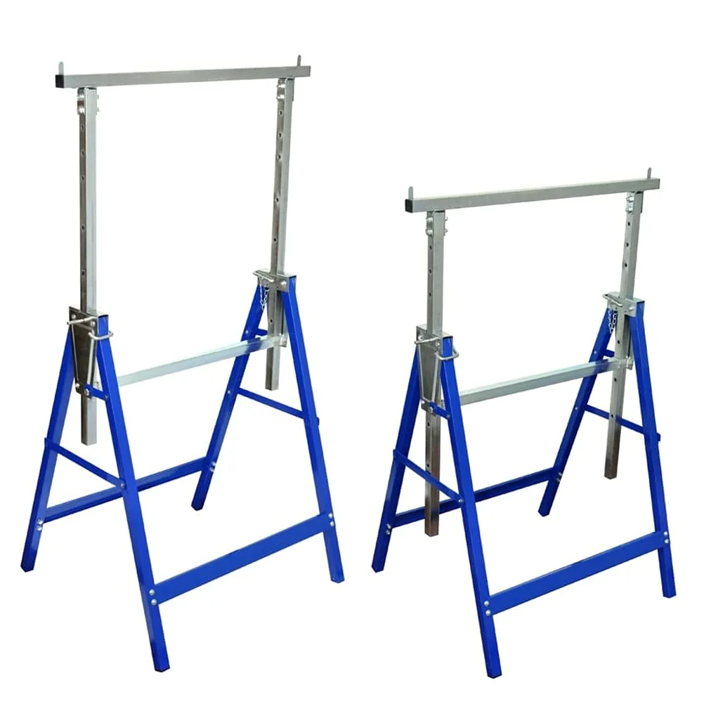 Stołki do rusztowania, 2 sztuki, regulowane stalowe rusztowanie robocze, składane, z regulacją wysokości 81-130 cm, obciążenie 150 kg, z zamknięciem zabezpieczającym, do renowacji placu