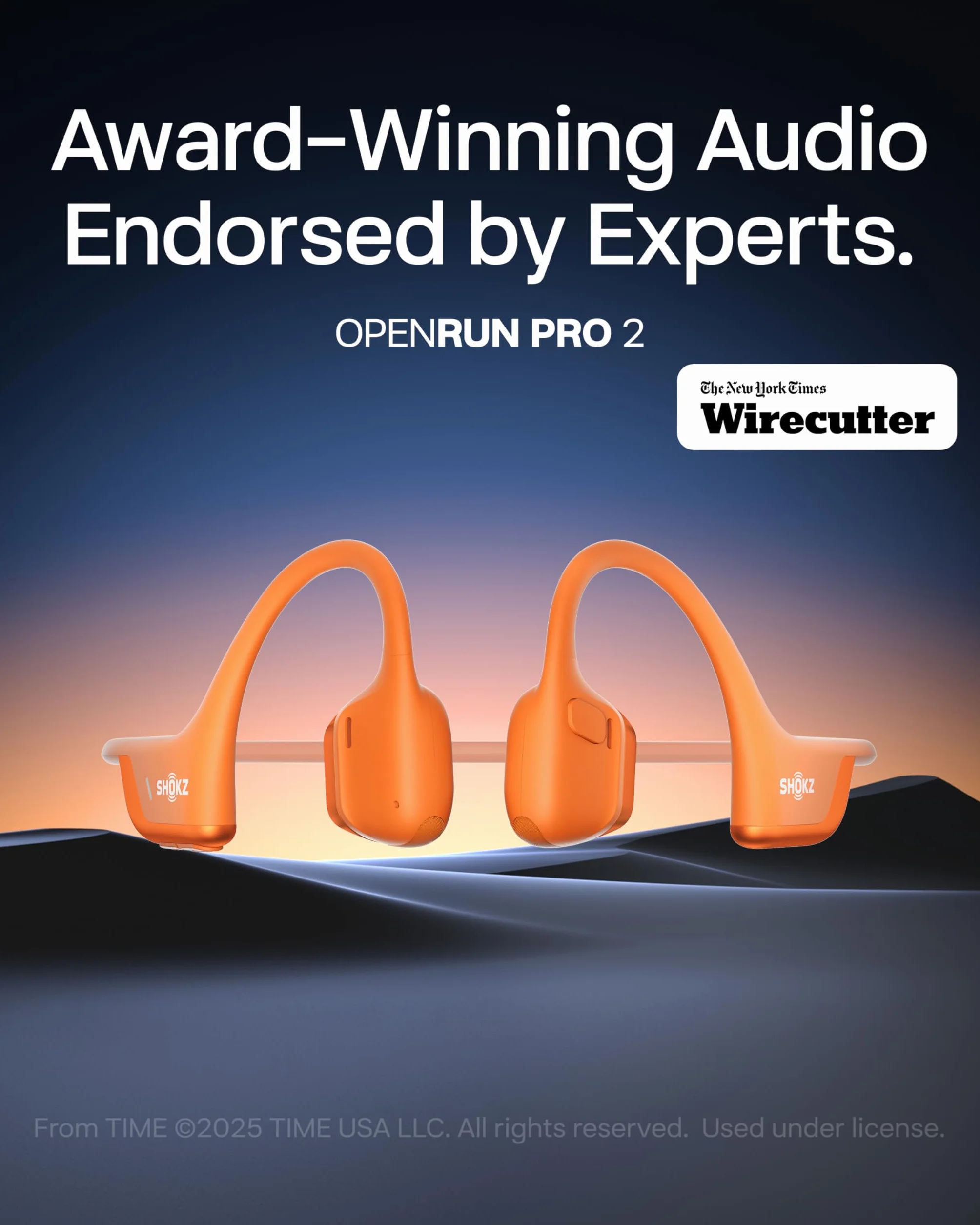 SHOKZ Słuchawki Sportowe OpenRun Pro 2 Mini z Przewodnictwem Kostnym, Bezprzewodowe z Bluetooth 5.3, Mikrofony Redukujące Hałas,12h Czasu Odtwarzania, USB-C Szybkie Ładowanie, Pomarańczowy