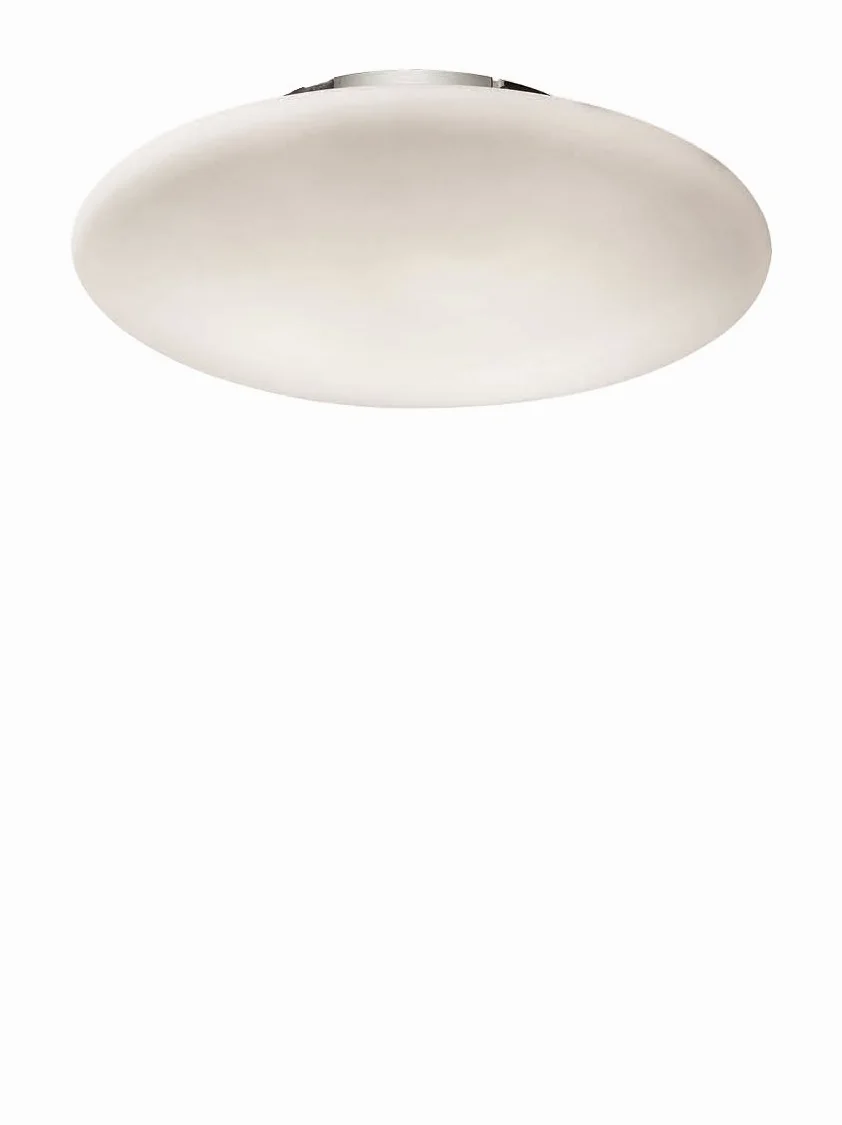 Ideal Lux 009223 Smarties PL1 D33 Bianco, chromowana metalowa oprawka. Dyfuzor z białego dmuchanego szkła, E27, 60 W