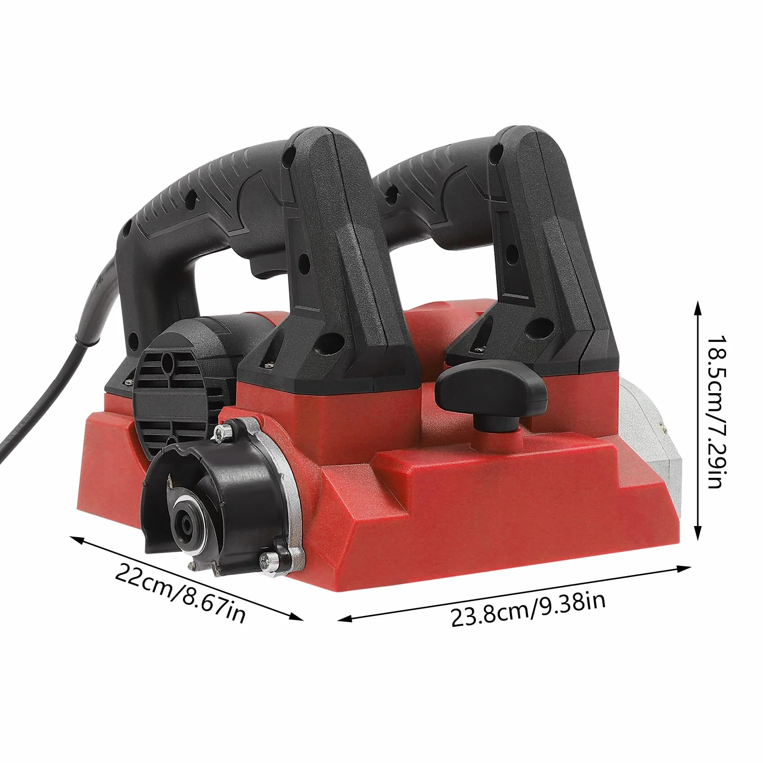 Strug elektryczny 1300 W, elektryczny strug ścienny z 21 ostrzami ze stopu stali wolframowej, głębokość strugania: 1-4 mm, szerokość strugania: 15 cm, kompleksowe struganie (kolor czerwony)