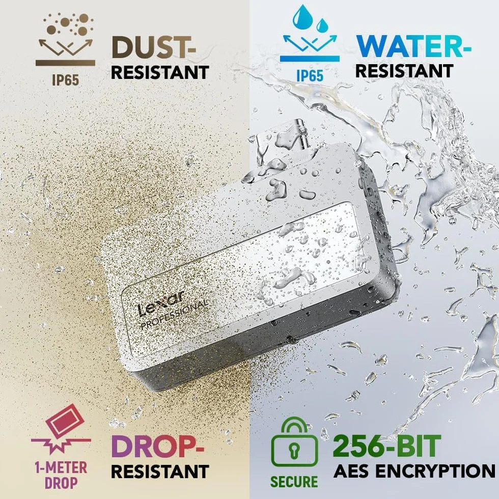 Lexar Przenośny Dysk SSD Go z HUB 1 TB USB 3.2 Gen 2 Srebrny