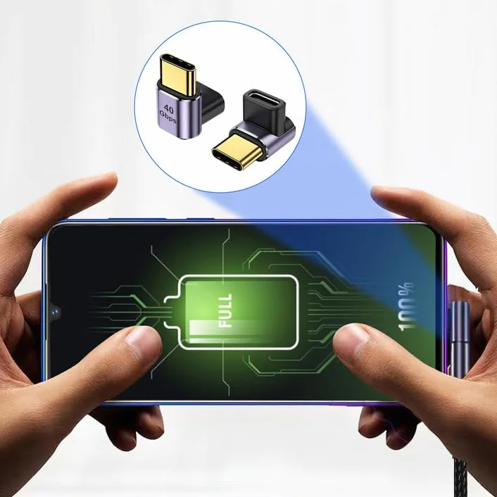 HENGBIRD adapter USB C 90 stopni 40 Gbps USB 4 typ C męski na żeński 100W 8K do Galaxy S21 S20 Pixel 4XL