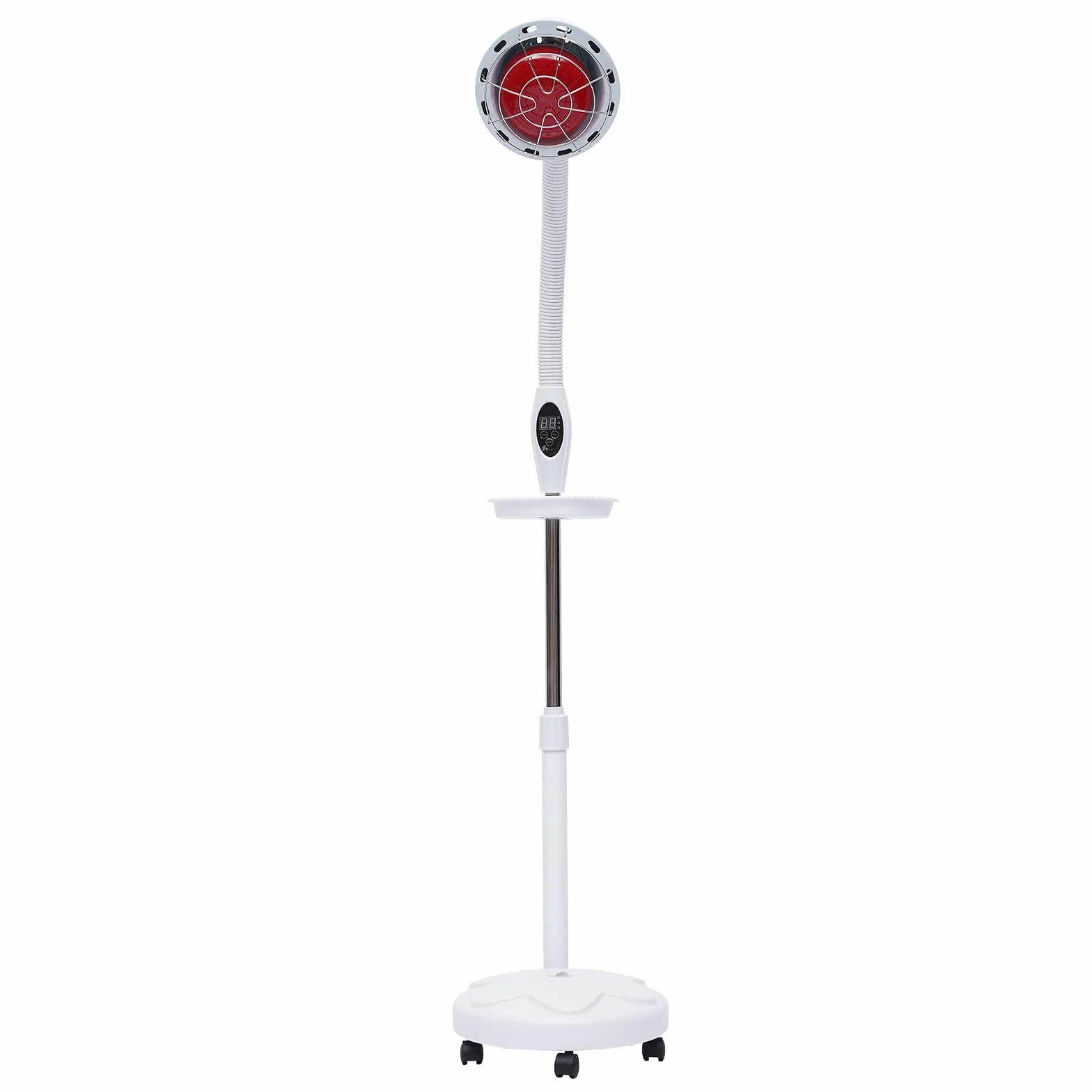 Terapia cieplna na podczerwień, czerwone światło, stojak podłogowy, lampa grzewcza z pilotem zdalnego sterowania, regulowane kółka 360°, 275 W