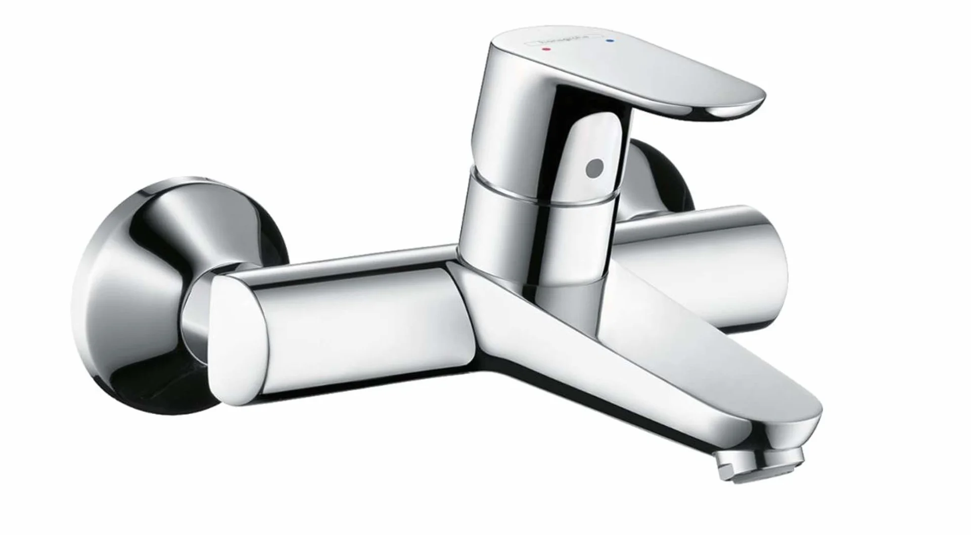 hansgrohe Kran Focus natynkowy, jednouchwytowa bateria umywalkowa, montaż ścienny, chrom