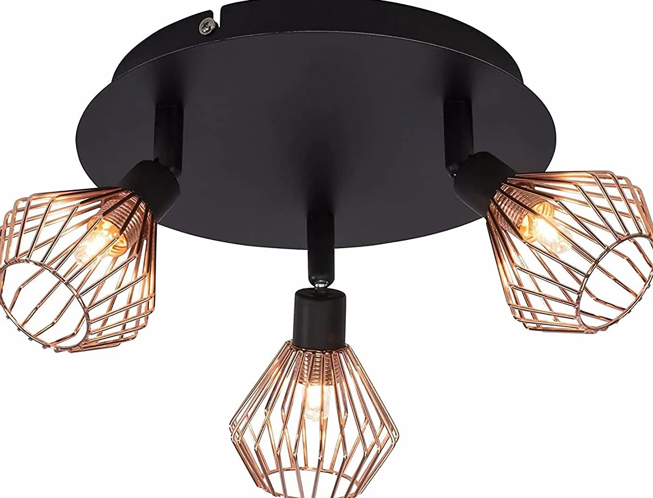 Metalowa lampa sufitowa retro, miedziana osłona kratki regulowane lampy