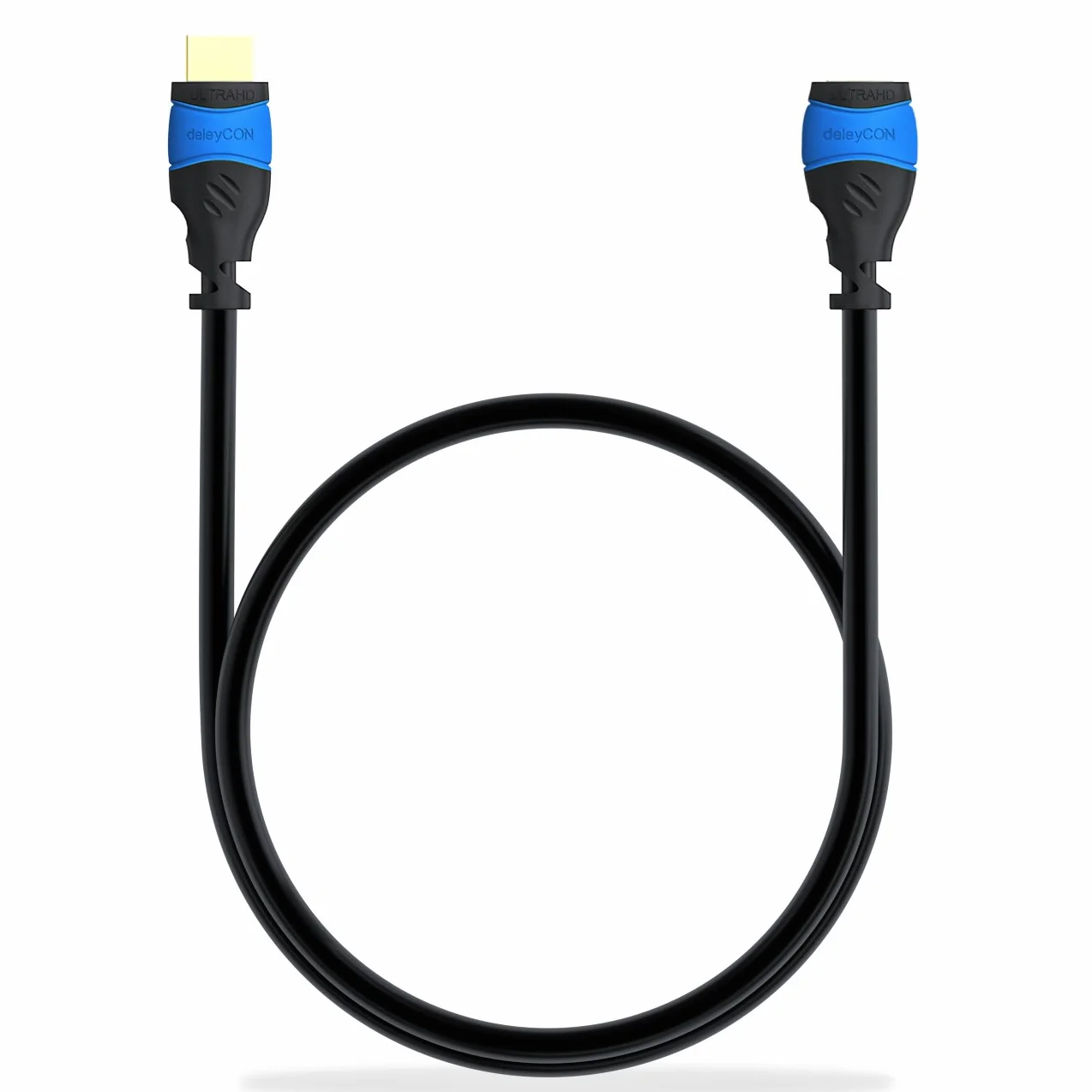 deleyCON 1m Przedłużacz HDMI 2.0a/b/1.4a UHD 4K HDR Czarno-niebieski