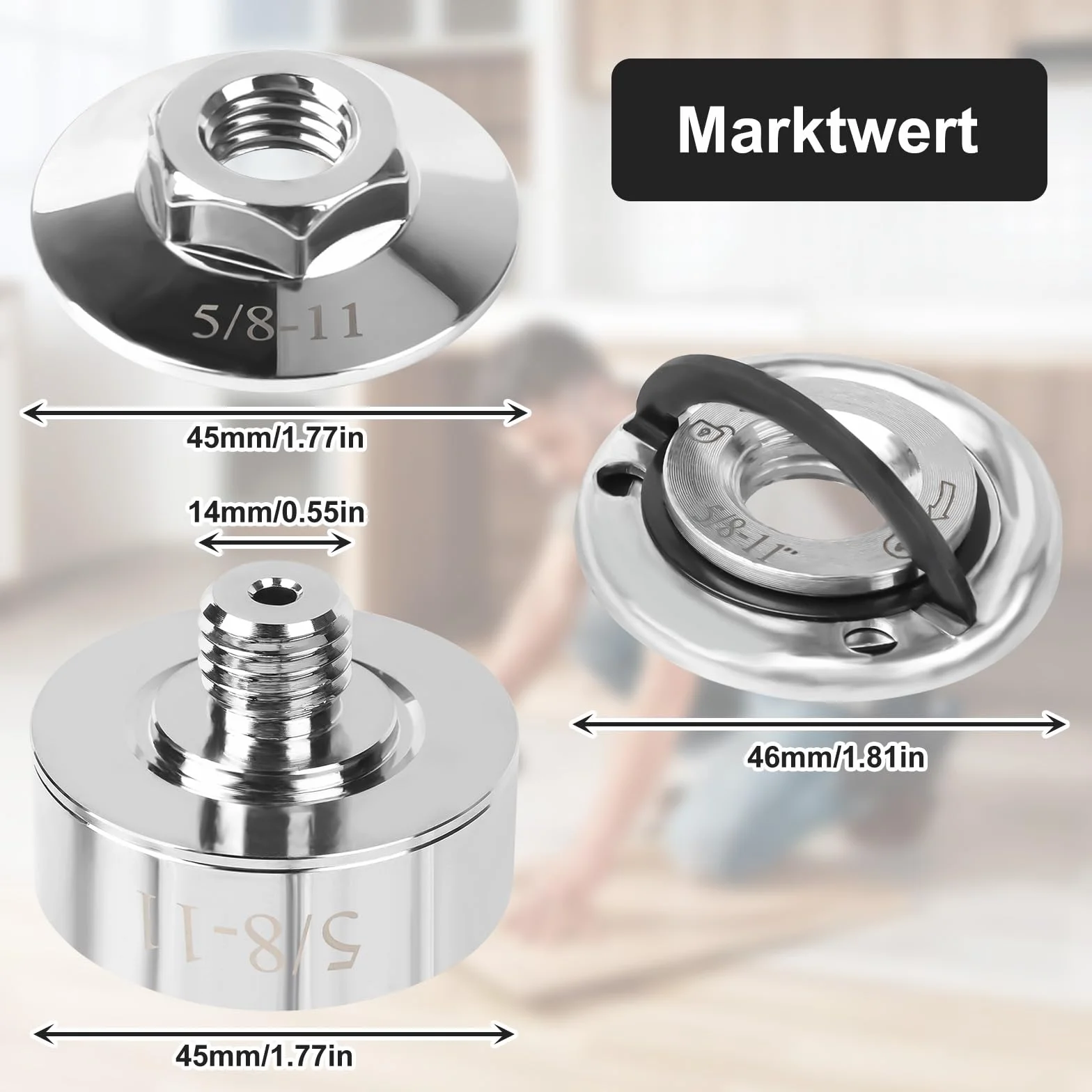 Adapter X-LOCK na M14, kompatybilny z szlifierkami kątowymi XLOCK, tarczami tnącymi, nakrętką kołnierzową szlifierki kątowej, nakrętka szybkomocująca do szlifierek kątowych