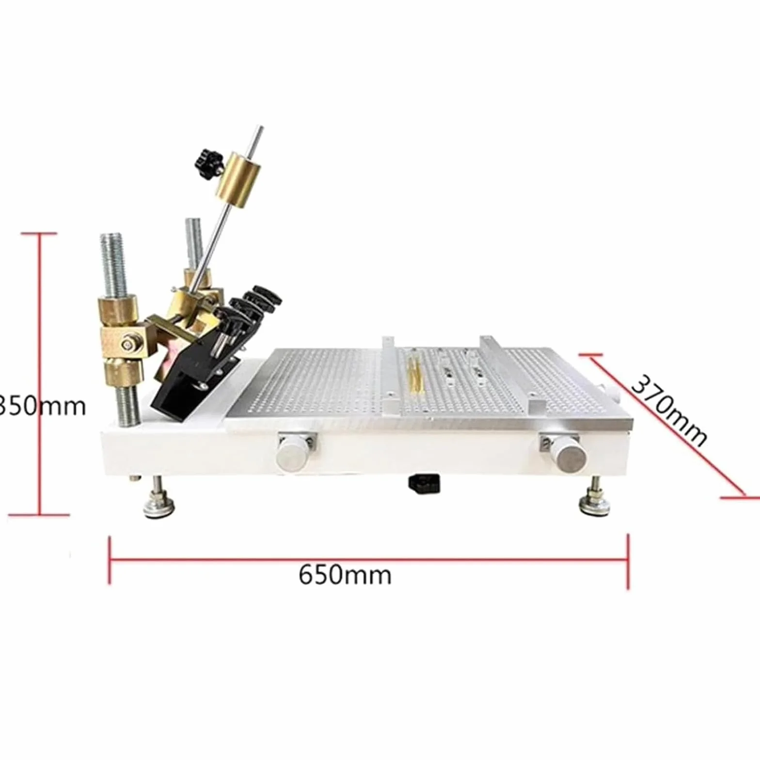 Stalowy stół do drukowania pasty lutowniczej do prototypowania PCB, ręczna stacja do sitodruku, maksymalny obszar drukowania 300 x 400 mm, wymiary 320 x 450 mm, porowaty stół warsztatowy