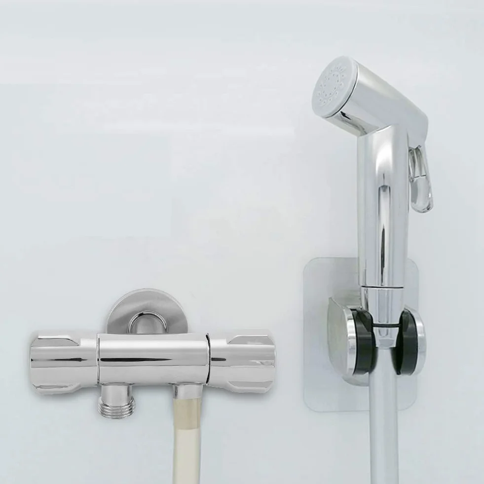 Viagasafamido Zawór Kątowy Bidet Toaletowy Miedziany Podwójny Przełącznik G1/2 Bateria Natryskowa Akcesoria Łazienkowe Zawór Wyjściowy