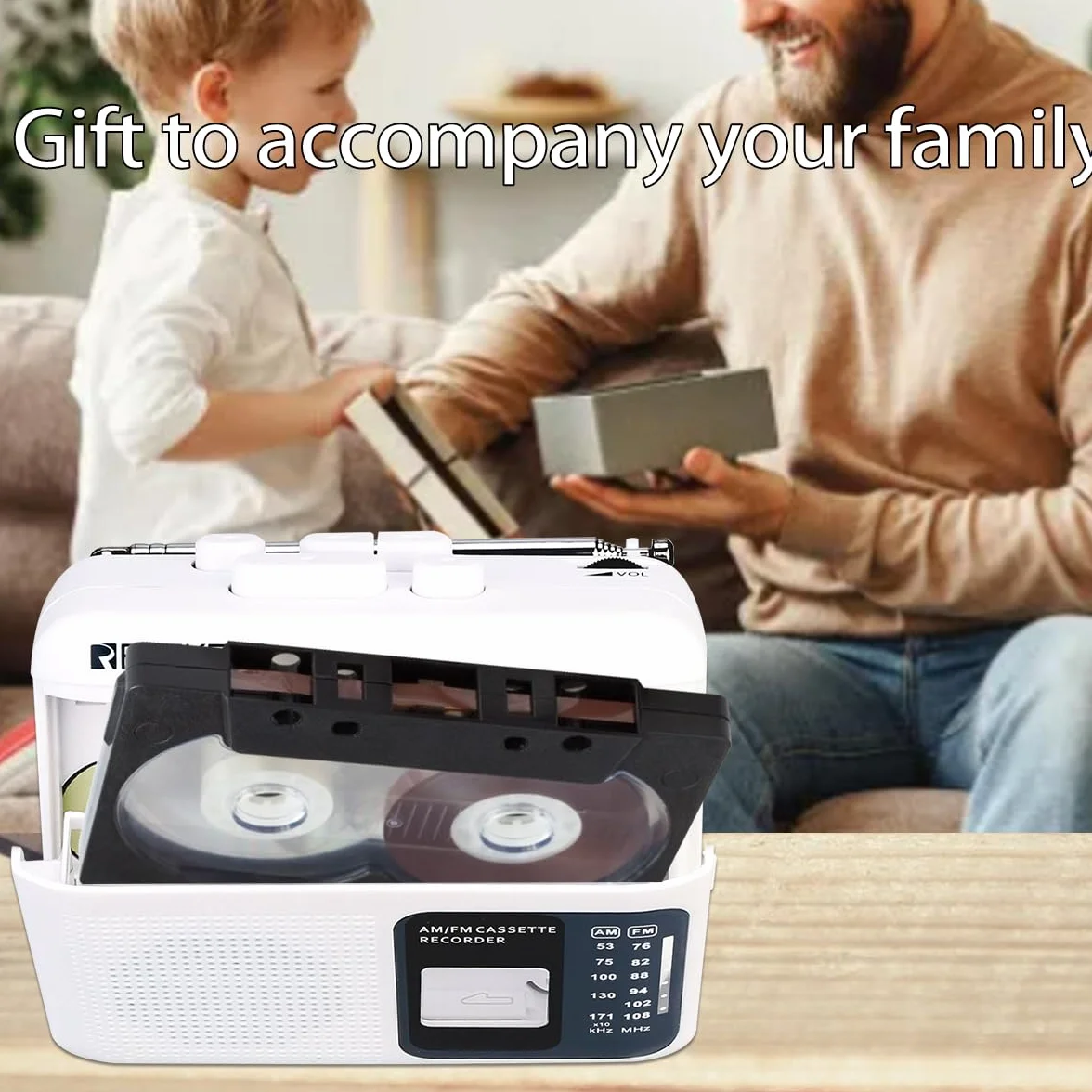 Retekess TR606 Przenośny Odtwarzacz Kaset Magnetofon Radio FM AM Gniazdo Słuchawkowe 3,5 mm Szybkie Przewijanie Biały