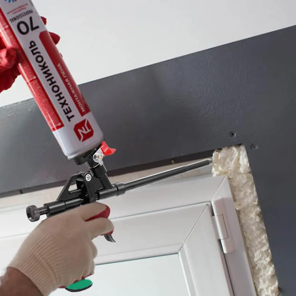 Pistolet do pianki poliuretanowej, powlekany teflonem, pistolet do pianki budowlanej, nie wymaga czyszczenia i dozującego z metalu, dla majsterkowiczów i profesjonalistów