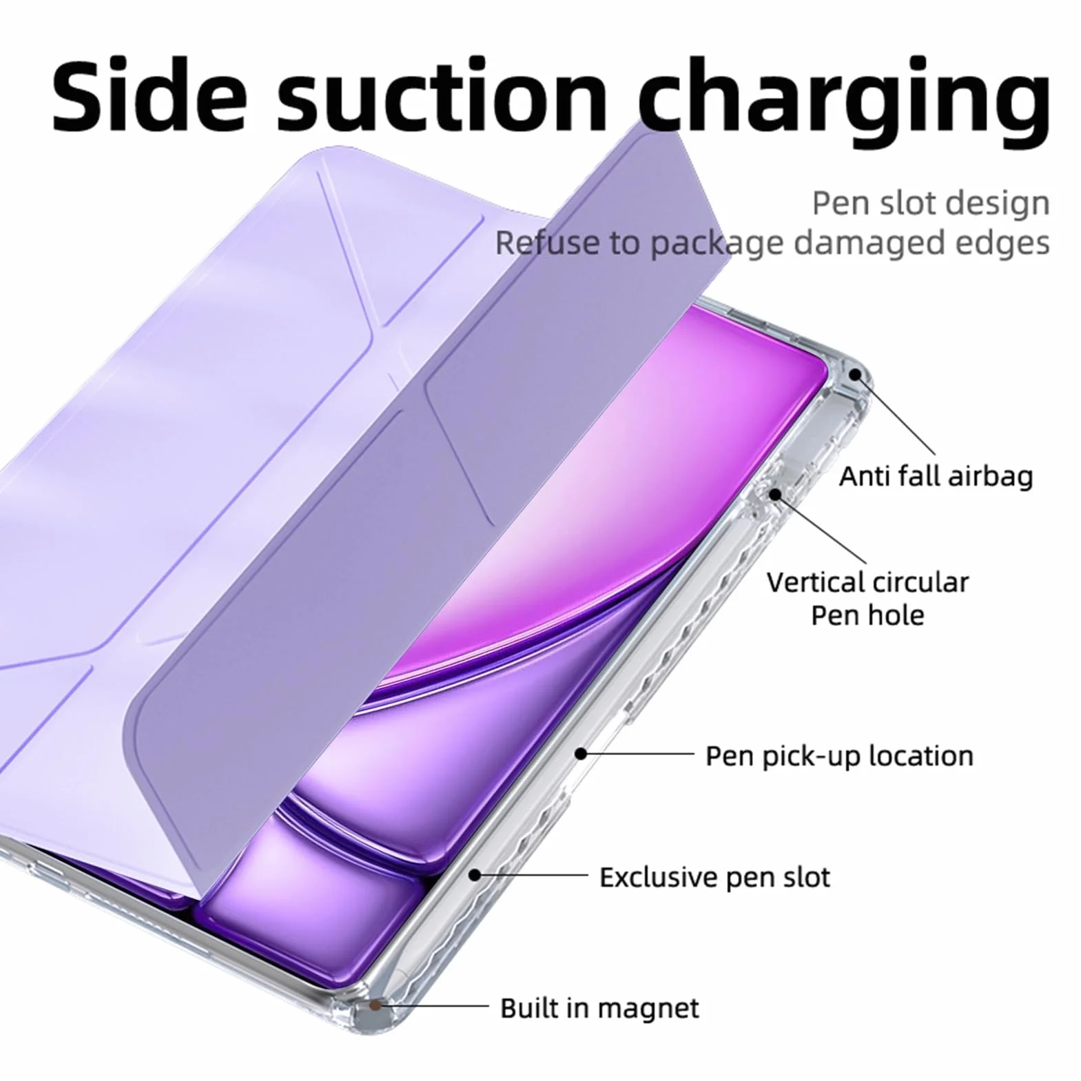 Etui Kompatybilne z iPad Air 11 Cala M4/M3/M2 2026/2025/2024, iPad Air 5/4 10,9 Cala, iPad Pro 11" 2018-2022, Automatyczne Budzenie/Snu, Liliowy Fiolet
