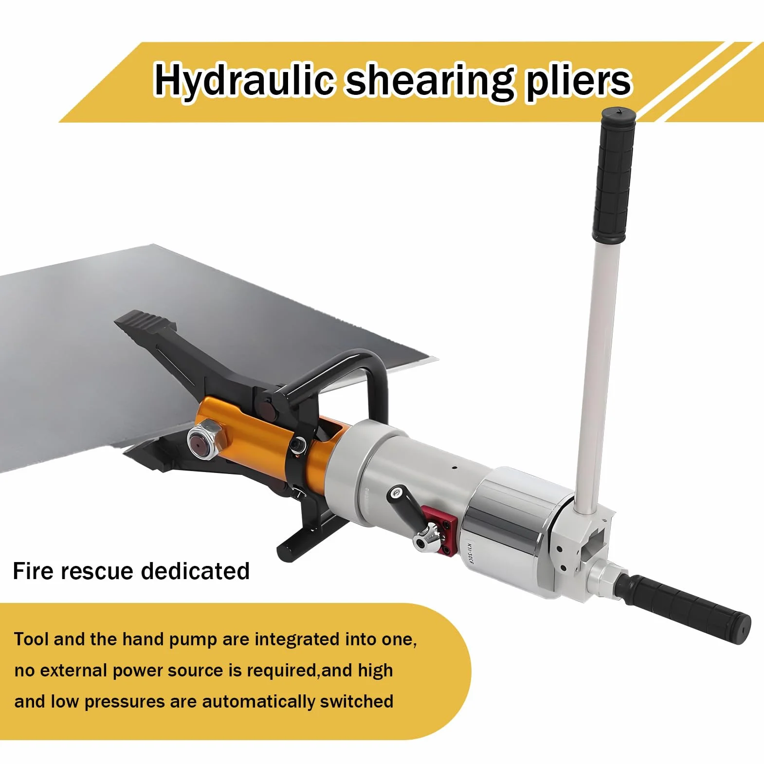 Hydrauliczne szczypce rozpierające, wytrzymałe hydrauliczne szczypce rozpierające 18T, siła ścinania 18T i siła rozpierania 5,5T, maks. rozwarcie 160 mm/6,3 cala, do ratownictwa medycznego