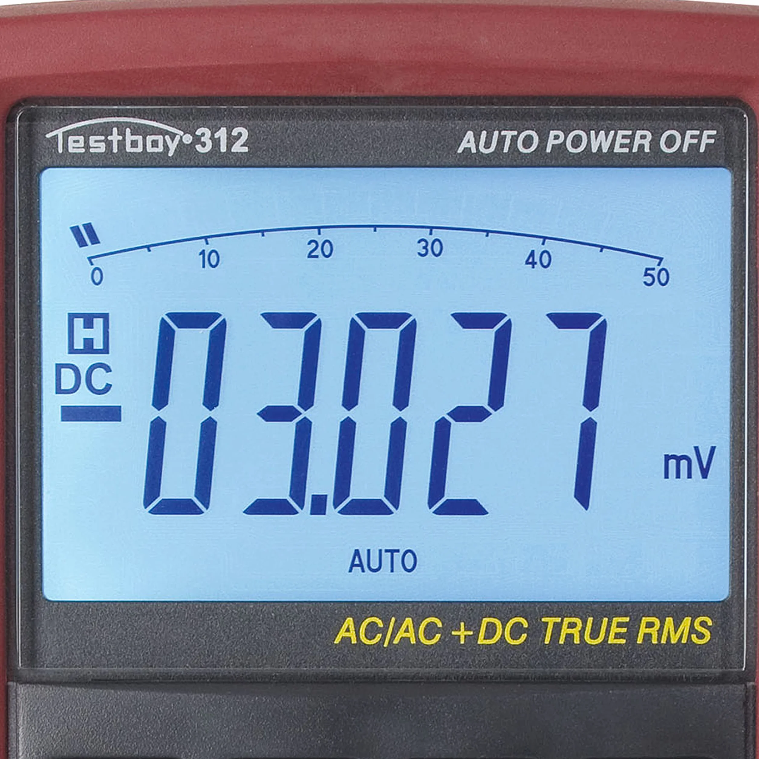Multimetr cyfrowy Testboy 312 z interfejsem USB (duży wyświetlacz LCD z wyświetlaczem słupkowym, oprogramowanie na płycie CD, pomiar napięcia do 1000 V AC/DC), czerwony/czarny