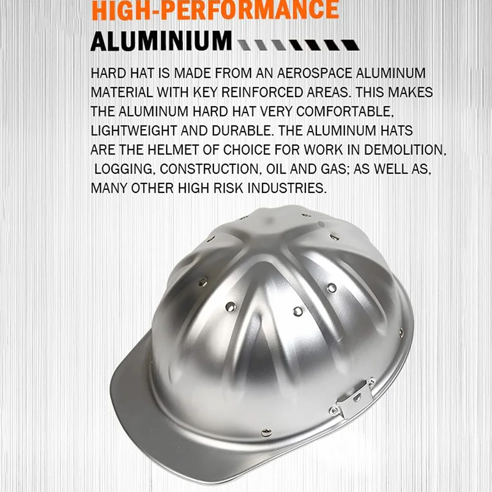 Kask ochronny, aluminiowe twarde kapelusze ochronne kask z pełnym rondem Wzmocnienie ze stopu aluminium na górze jest bezpieczniejsze i bardziej skuteczne, aby zapobiec przebiciu