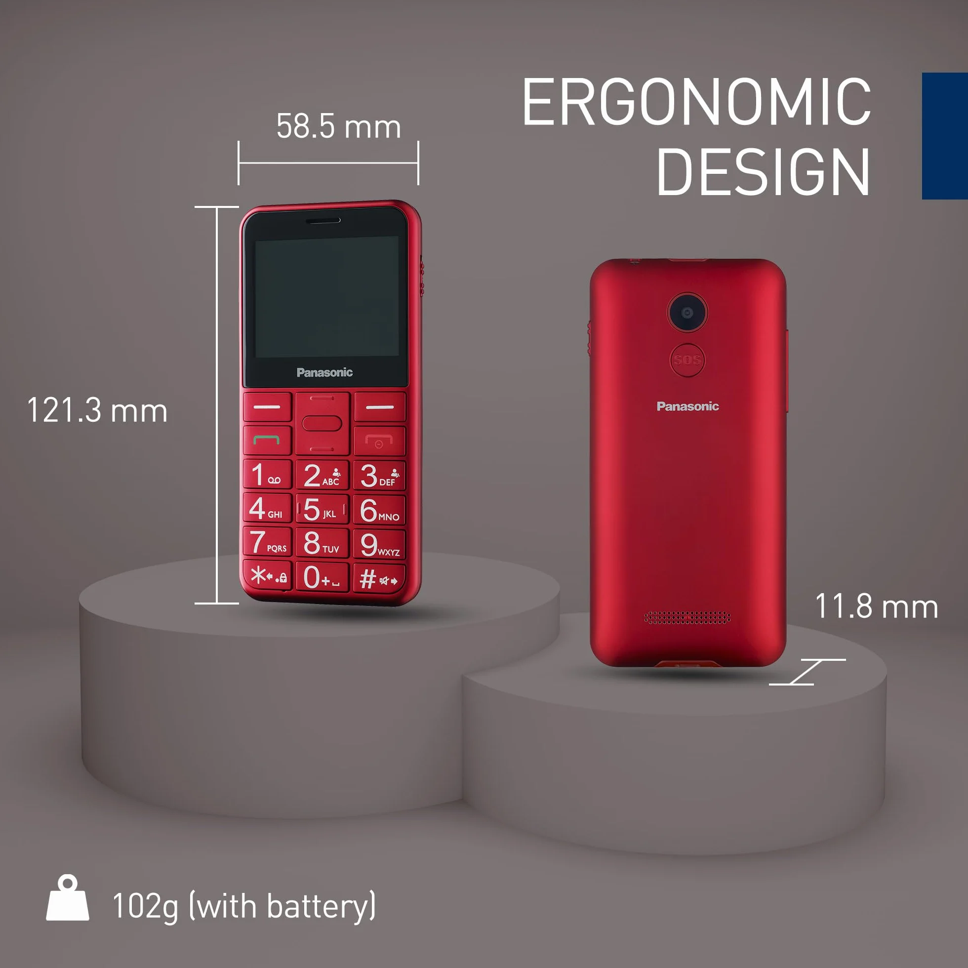 Panasonic KX-TU155 telefon komórkowy dla seniora 2.4" czerwony