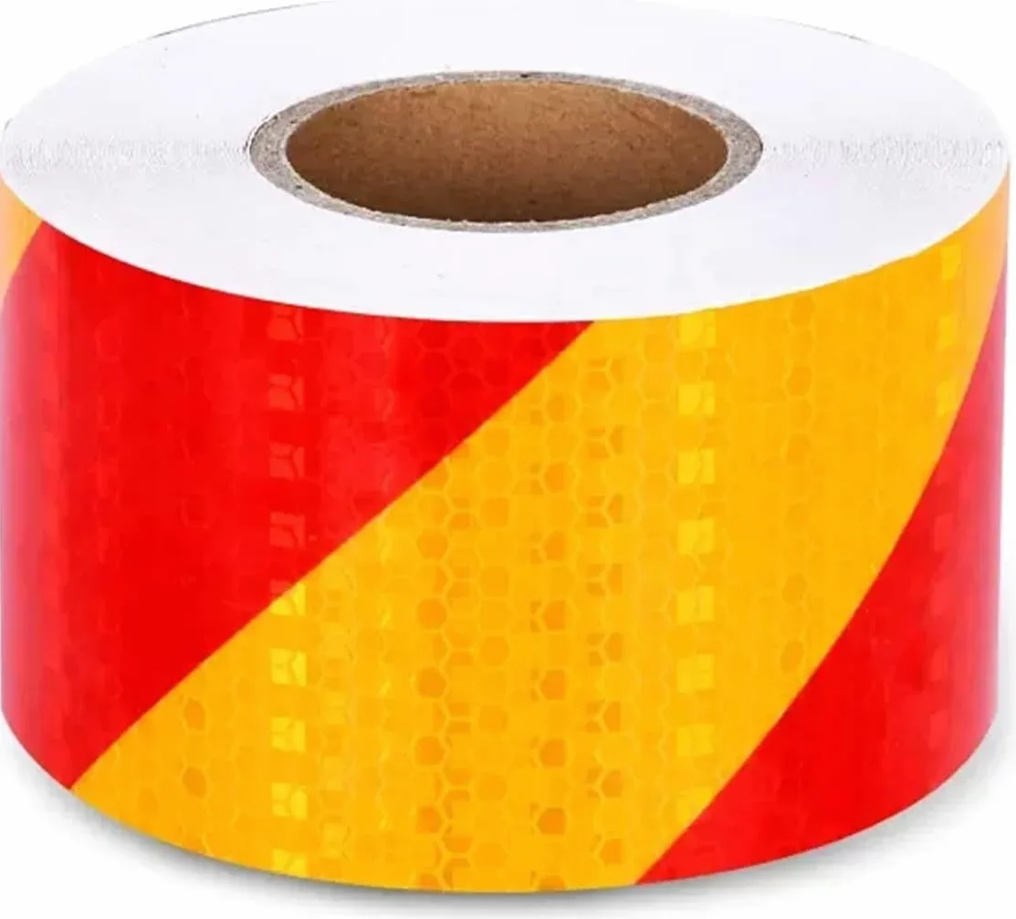 Taśma ostrzegawcza odblaskowa, Odblaskowa taśma ostrzegawcza samoprzylepna, wielokolorowa, różne rozmiary(10cm x 45 m)